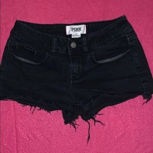 PINK Frayed Black Shorts